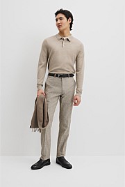 Australian Merino Long Sleeve Am Button Polo Knit