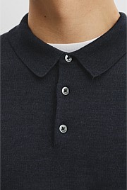 Australian Merino Long Sleeve Am Button Polo Knit
