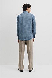 Slim Fit Cotton Leaf Print Shirt