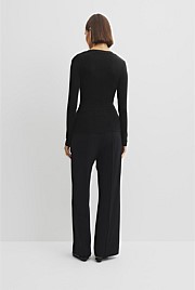 Cupro Rib V-Neck Neck Top