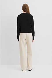Cotton Cashmere Crew Neck Cardigan