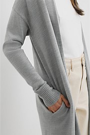 Lightweight Merino Wool Longline Cardigan