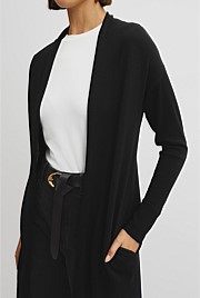 Lightweight Merino Wool Longline Cardigan