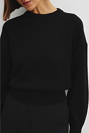Organically Grown Cotton Blend Crop Crew Neck Knit