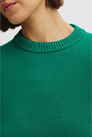 Organically Grown Cotton Blend Crop Crew Neck Knit
