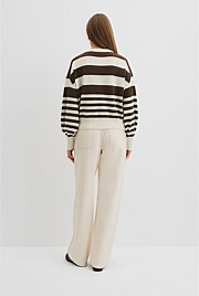 Stripe Crop Crew Neck Knit