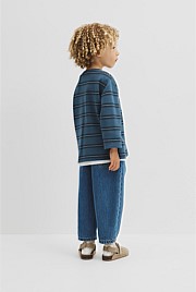 Organically Grown Cotton Stripe Long Sleeve Pique T-Shirt