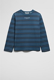 Organically Grown Cotton Stripe Long Sleeve Pique T-Shirt