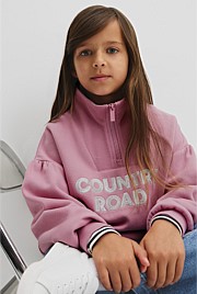 Australian Cotton Blend Sequin Half Zip Sweat