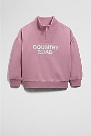 Australian Cotton Blend Sequin Half Zip Sweat