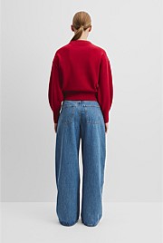Organically Grown Cotton Blend Crop Crew Neck Knit