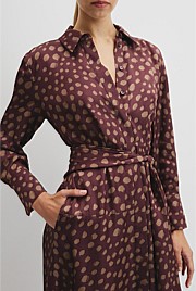 Fluid Print Wrap Dress