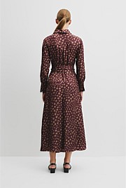 Fluid Print Wrap Dress