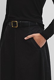 Lightweight Denim Midi Skirt