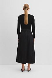 Lightweight Denim Midi Skirt