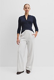 Australian Cotton Blend Rib Henley Top