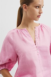 Linen Gathered Linen Top