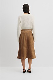 Suede Wrap Midi Skirt