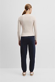 Australian Cotton Blend Rib Henley Top