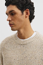 Merino Nep Wool Blend Crew Neck Knit