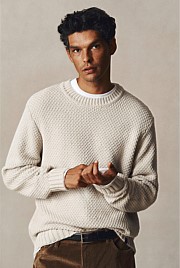 Australian Good Earth Cotton Blend Textured Crew Knit