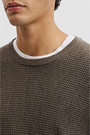 Australian Merino Wool Textured Crew Neck Knit