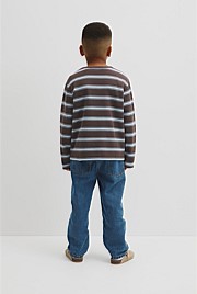 Organically Grown Cotton Stripe Long Sleeve Pique T-Shirt