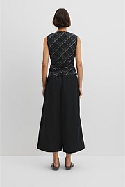 Organically Grown Linen Check Ruched Linen Tank