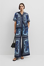 Scarf Print Short Sleeve Shirt