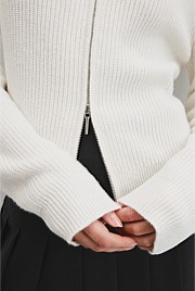 Australian Cotton Wool Blend Zip Through Knit Cardigan