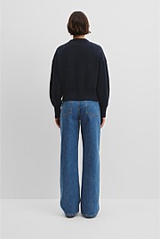 Organically Grown Cotton Blend Crop Crew Neck Knit