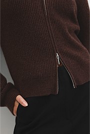 Australian Cotton Wool Blend Zip Through Knit Cardigan