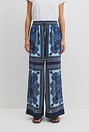 Scarf Print Pull-On Pant