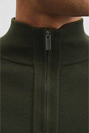 Australian Cotton Silk Blend Zip Through Knit Jacket