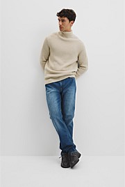 Australian Good Earth Cotton Wool Blend Textured Roll Neck Knit