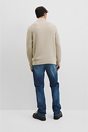 Australian Good Earth Cotton Wool Blend Textured Roll Neck Knit