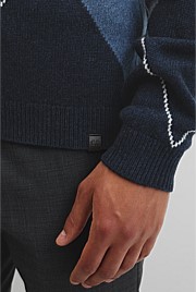 Merino Wool Argyle Crew Neck Knit