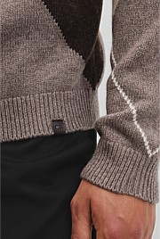 Merino Wool Argyle Crew Neck Knit