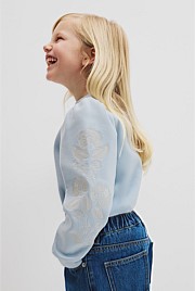 Australian Cotton Embroidered Sleeve Sweat