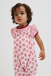 Short Sleeve Printed Overall Set