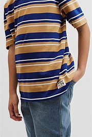 Teen Australian Cotton Relaxed Stripe Short Sleeve T-Shirt