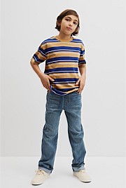 Teen Australian Cotton Relaxed Stripe Short Sleeve T-Shirt