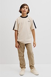Teen Australian Cotton Relaxed Stripe Detail T-Shirt