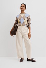 Merino Long Sleeve Argyle Knit