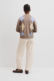 Merino Long Sleeve Argyle Knit