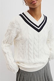 V-Neck Cable Knit