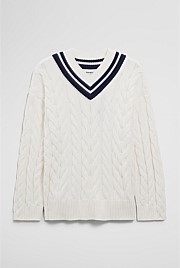 V-Neck Cable Knit
