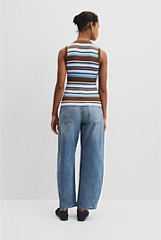Australian Merino Crew Neck Stripe Knit Tank