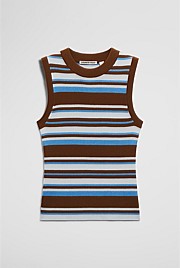 Australian Merino Crew Neck Stripe Knit Tank