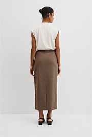 Wool Blend Midi Tailored Skirt